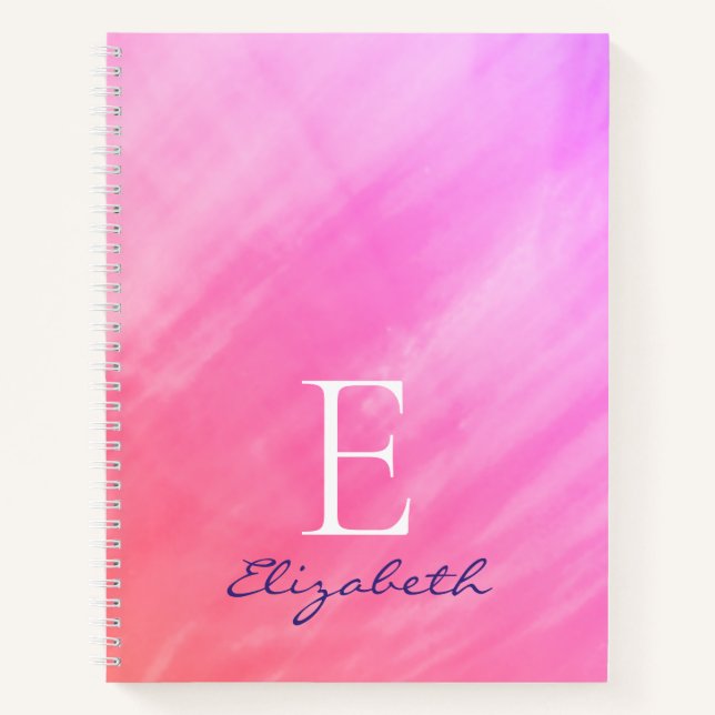Monogram Name Pink Sketchpad Notebook (Front)