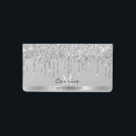 Monogram Name Platinum Silver Dripping Glitter Checkbook Cover<br><div class="desc">Personalized monogram metallic faux foil gradient with simulated dripping glitter graphic. easily personalize this checkbook cover by adding your name,  last initial,  and current year with zazzle's easy to use personalization tool.</div>