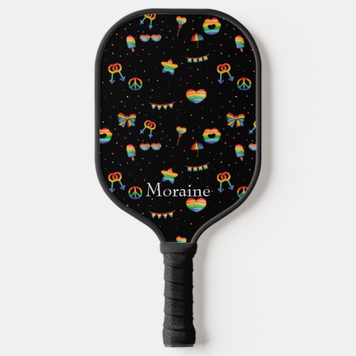 Monogram Name Pride Rainbow LGBT Gay Queer Love Pickleball Paddle