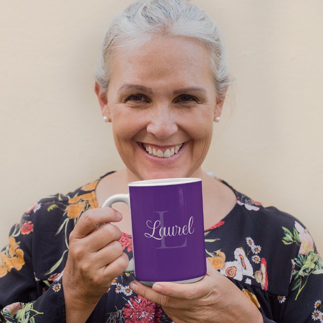 Monogram Name Purple Coffee Mug (Creator Uploaded)