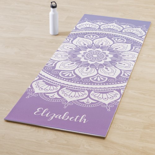 Monogram Name Purple Mandala Om Yoga Mat