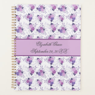 Monogram Name Purple Pink Floral Baby Daily Planner