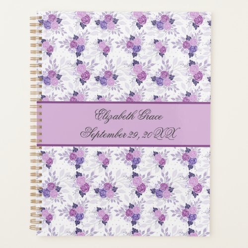 Monogram Name Purple Pink Floral Baby Daily  Planner