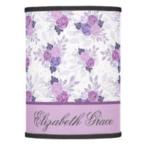 Monogram Name Purple Pink Floral Girls Lamp Shade