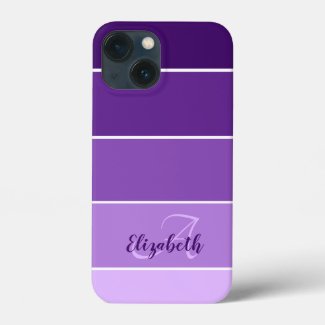 Monogram Name Purple Stripes Color Palette Chip