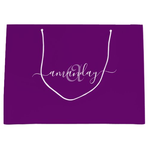 Monogram Name Purple Violet Birthday Holidays Large Gift Bag