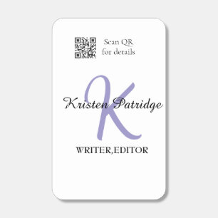 Monogram name purple writer editper QR code busine Matchboxes