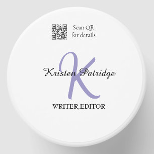 Monogram name purple writer editper QR code busine Mini Candle Favors