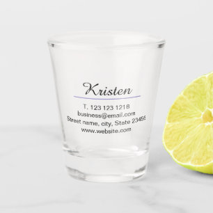 Monogram name purple writer editper QR code busine Shot Glass