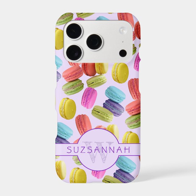 Monogram Name Rainbow Macaron Cookies Pattern Case-Mate iPhone Case (Back)