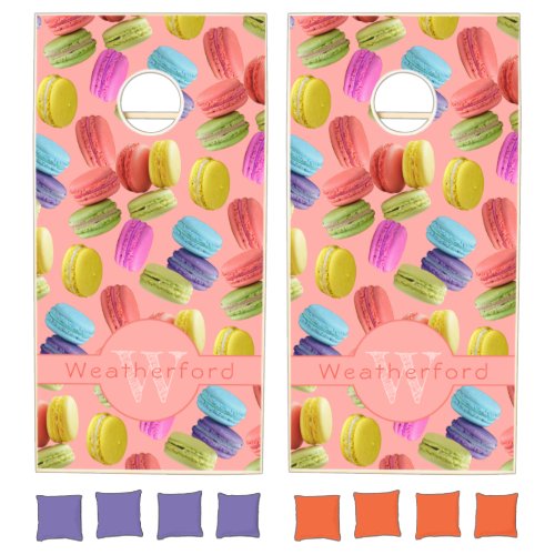 Monogram Name Rainbow Macaron Cookies Pattern
