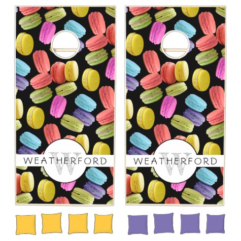 Monogram Name Rainbow Macaron Cookies Pattern