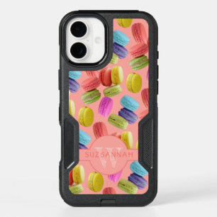 Monogram Name Rainbow Macaron Cookies Pattern iPhone 16 Plus Case