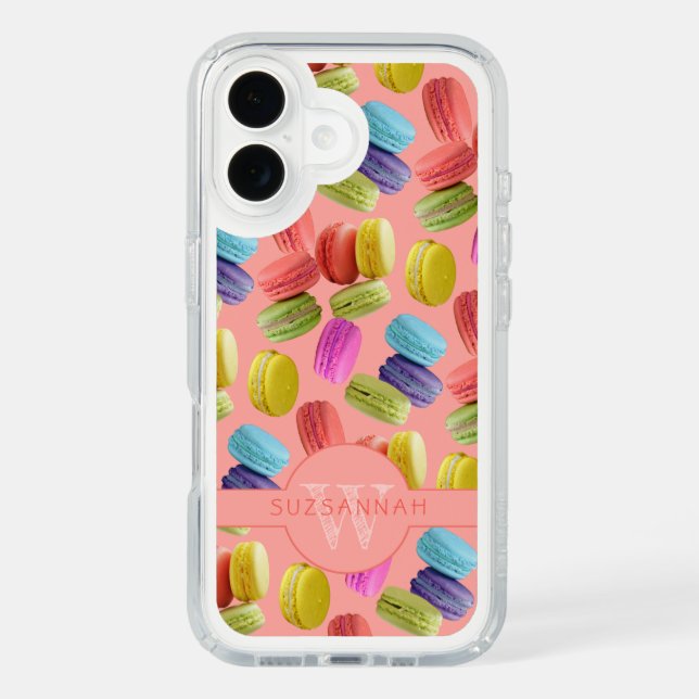 Monogram Name Rainbow Macaron Cookies Pattern Speck iPhone Case (Front)