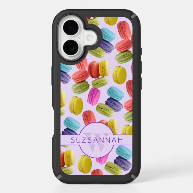 Monogram Name Rainbow Macaron Cookies Pattern Speck iPhone Case (Front)