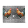 Monogram Name Rooster Red Black and White Check Doormat