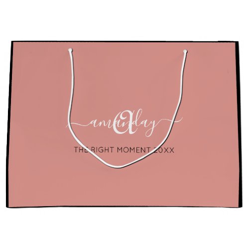 Monogram Name Rose Blush Shop Wedding Gift Large Gift Bag