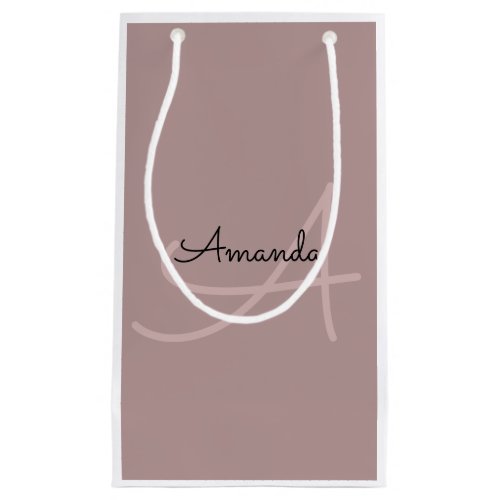 Monogram Name Rose Bridal Favor Branding  Small Gift Bag