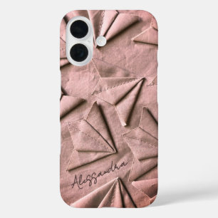 Monogram Name Rose Gold 3D Effect Toile Look Cool  iPhone 16 Case
