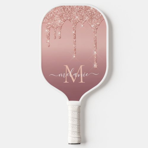 Monogram Name Rose Gold Blush Pickleball Paddle