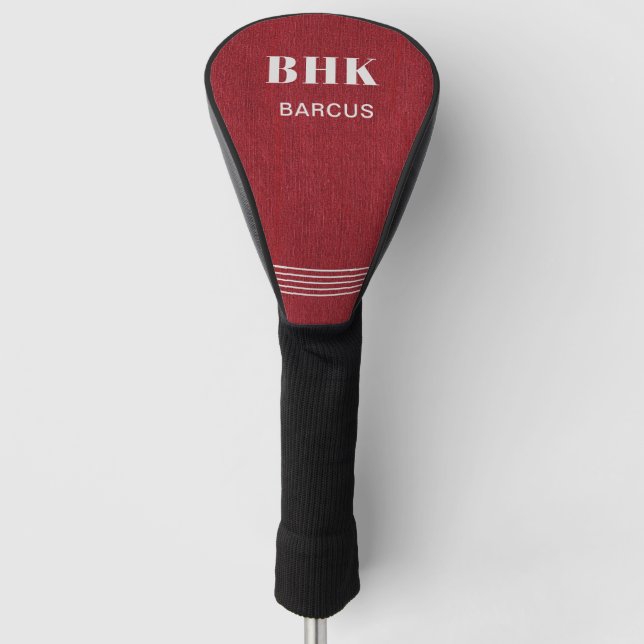 Monogram Name, Ruby Red Denim Print, Driver Cover (Front)