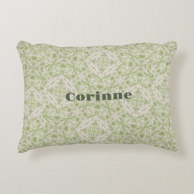 Monogram Name Sage Green Pattern | Accent Pillow (Front)