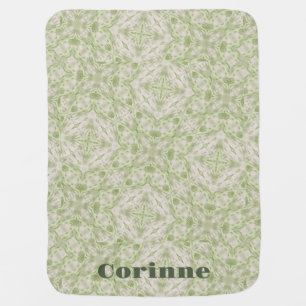 Monogram Name Sage Green Pattern Baby Blanket