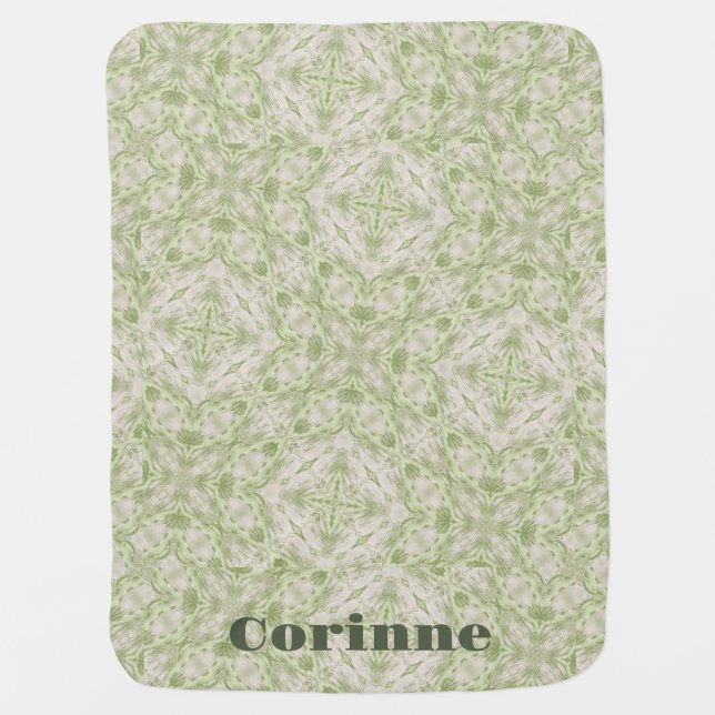 Monogram Name Sage Green Pattern | Baby Blanket (Front)