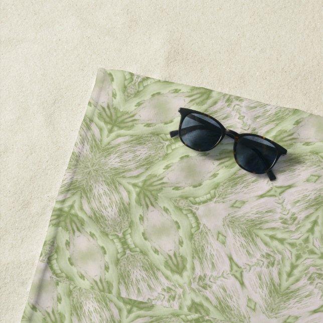 Monogram Name Sage Green Pattern | Beach Towel (In Situ)