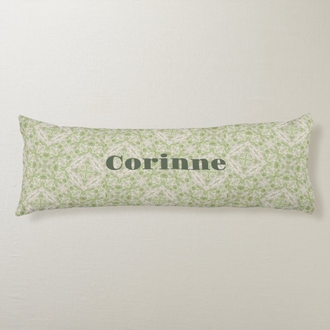 Monogram Name Sage Green Pattern | Body Pillow (Front)