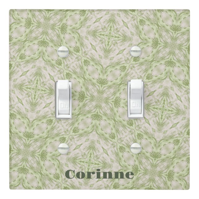 Monogram Name Sage Green Pattern | Light Switch Cover (In Situ)