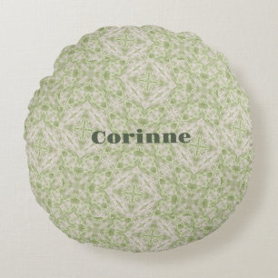Monogram Name Sage Green Pattern   Round Pillow