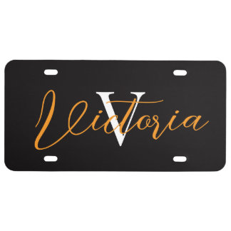 Monogram Name Script Any Color License Plate