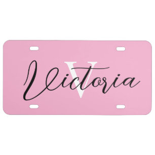 Monogram Name Script Any Color License Plate
