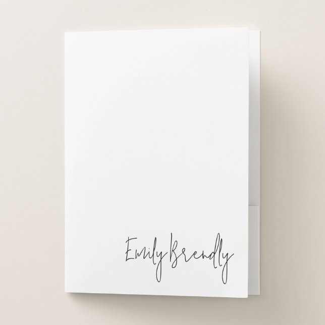 Monogram Name Script Classic White Pocket Folder (Front)