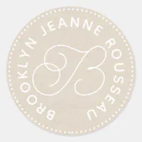 Monogram Name Script Initial Cream Envelope Seals