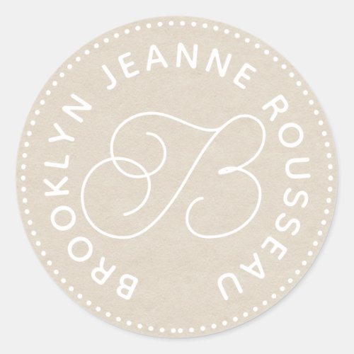 Monogram Name Script Initial Cream Envelope Seals