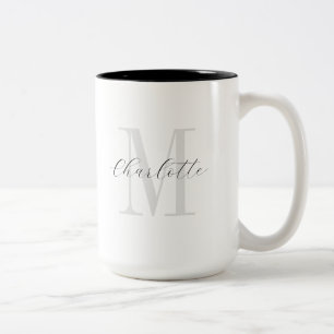 Monogram Name Script Two-Tone Coffee Mug