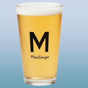 Monogram Name Simple Beer Glass