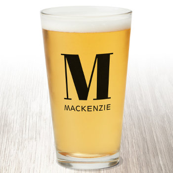 Monogram Name Simple Beer Glass by Squirrell at Zazzle