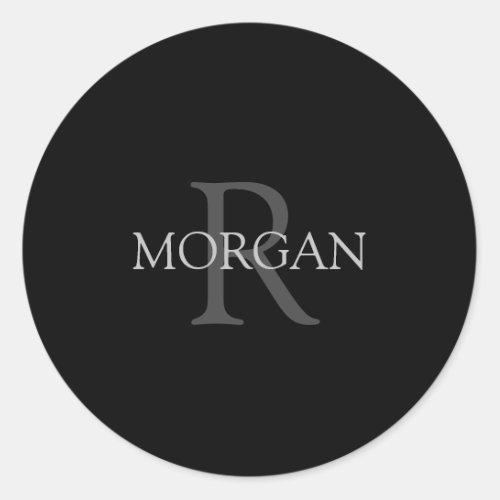 Monogram  Name Simple Classic Design In Grey Tex Classic Round Sticker