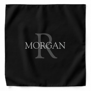 Monogram & Name Simple Classic Design In Grey Text Bandana