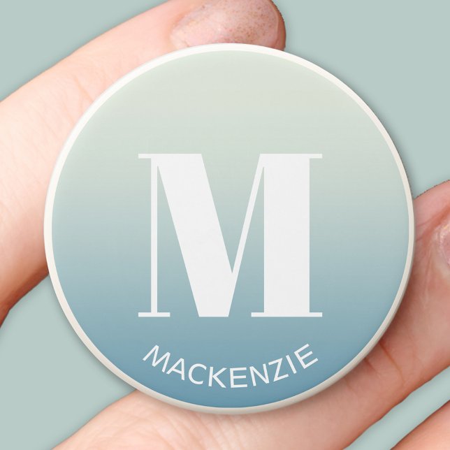 Monogram Name Simple Gradient Personalized PopSocket (Teal blue green gradient simple monogram initial name pesonalized PopSocket)