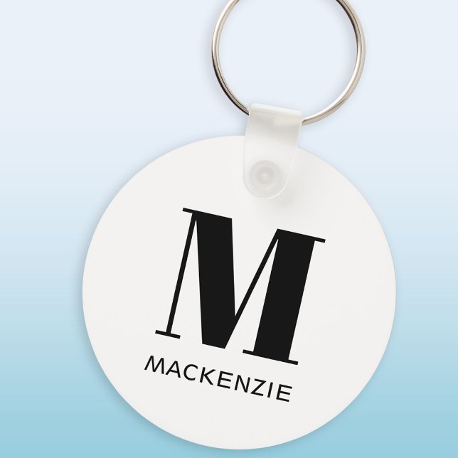 Monogram Name Simple Keychain (Modern monogram personalized name keyring)