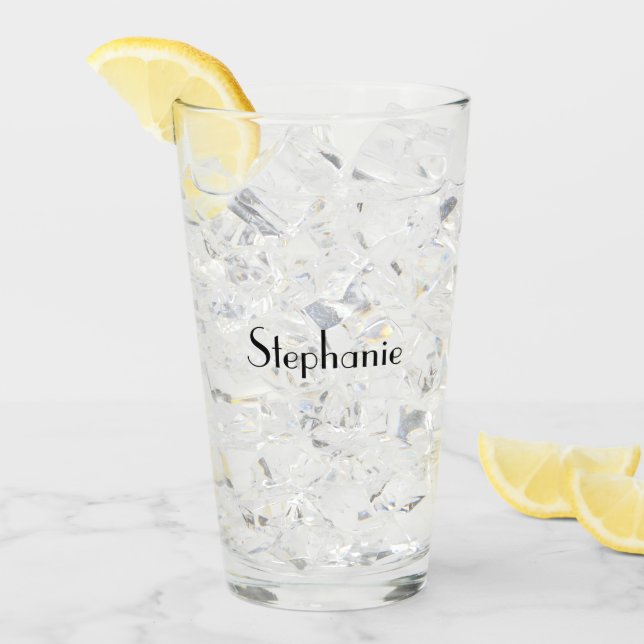 Monogram Name Simple Minimal Wedding Gift Favor Glass (Front Ice)