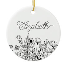 Monogram Name Simple Minimalistic Floral Graphic