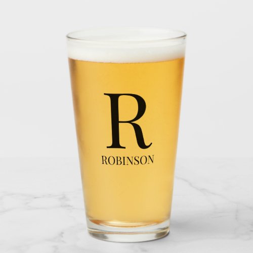 Monogram Name Simple Minimalistic Modern Beer  Glass