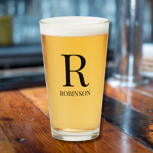 Monogram Name Simple Minimalistic Modern Beer Glass