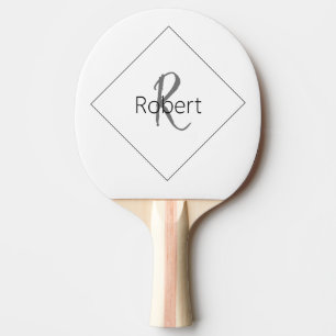 Monogram Name Simple Modern Minimalist Gray Black Ping Pong Paddle