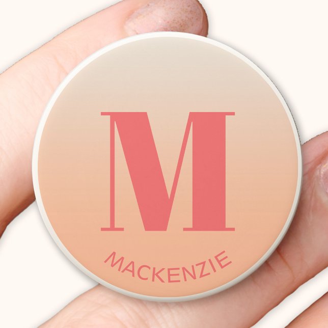 Monogram Name Simple Peach Gradient Personalized PopSocket (Monogram name initial personalized peach gradient Popsocket)
